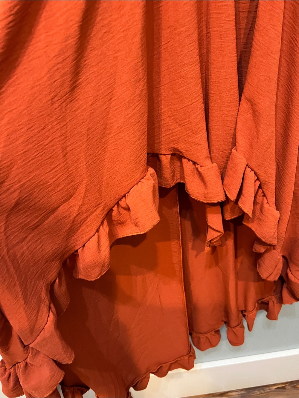 Source Unknown Rust Ruffle High-Low Dress - Picture 3 of 5
